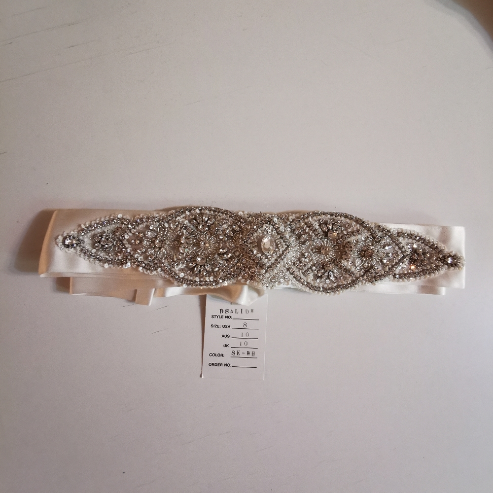 Martina Liana, 8, Ali White Jeweled Belt Sash